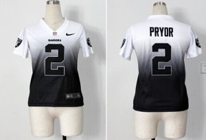 Women Nike jerseys oakland raiders #2 PRYOR white-grey[Elite II Drift Fashion]