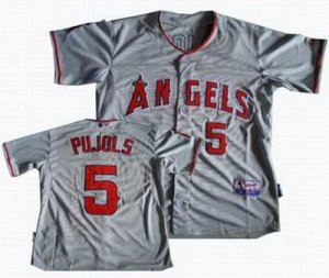 youth mlb Los Angeles Angels #5 Pujols grey(Cool Base)