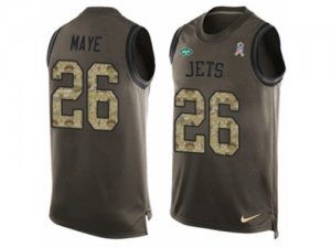 Mens Nike New York Jets #26 Marcus Maye Limited Green Salute to Service Tank Top NFL Jersey