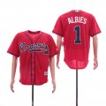 Men Atlanta Braves #1 Ozzie Albies red 2019 Authentic Collection Flex Base Jersey