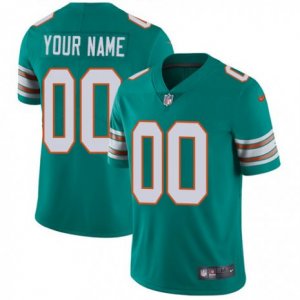 Youth Nike Miami Dolphins Customized Aqua Green Alternate Vapor Untouchable Limited Player NFL Jersey