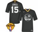 mens Adidas Golden State Warriors #15 Damian Jones Swingman Black Alternate 2017 The Finals Patch NBA Jersey
