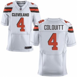 Mens Nike Cleveland Browns #4 Britton Colquitt Elite White NFL Jersey