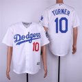 Dodgers #10 Justin Turner White Cool Base Jersey