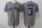 New York Yankees #3 Babe Ruth Gray Cooperstown Collection Mesh Batting Practice Jersey