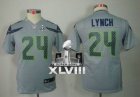 Nike Seattle Seahawks #24 Marshawn Lynch Grey Alternate Super Bowl XLVIII Youth NFL Limited Jersey
