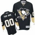 Women's Reebok Pittsburgh Penguins Customized Authentic Black Home NHL Jersey