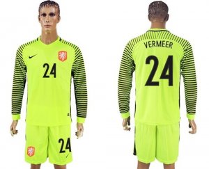 Holland #24 Vermeer Green Long Sleeves Goalkeeper Soccer Country Jersey