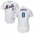 Men's Majestic New York Mets #8 Gary Carter White Flexbase Authentic Collection MLB Jersey