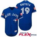 Men Toronto Blue Jays #19 Jose Bautista Blue Stars & Stripes 2016 Independence Day Flex Base Jersey