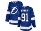 Men Adidas Tampa Bay Lightning #91 Steven Stamkos Blue Home Authentic Stitched NHL Jersey