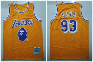 Lakers #93 Bape Yellow 1996-97 Hardwood Classics Jersey