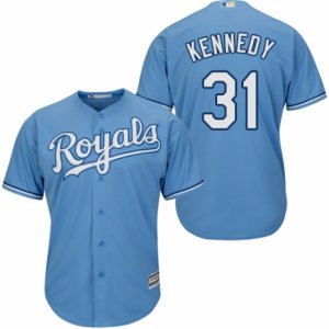 Men\'s Majestic Kansas City Royals #31 Ian Kennedy Authentic Light Blue Alternate 1 Cool Base MLB Jersey