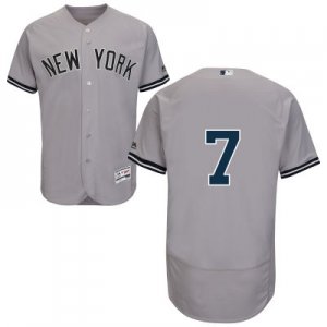 2016 Men New York Yankees #7 Mickey Mantle Majestic Gray Flexbase Authentic Collection Player Jersey