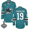 Youth Reebok San Jose Sharks #19 Joe Thornton Premier Teal Green Home 2016 Stanley Cup Final Bound NHL Jersey