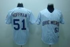 mlb milwaukee brewers #51 hoffman white(blue strip)