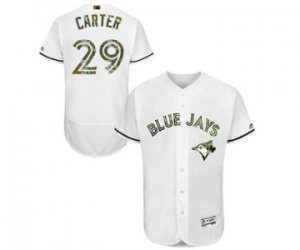 Mens Majestic Toronto Blue Jays #29 Joe Carter Authentic White 2016 Memorial Day Fashion Flex Base MLB Jersey