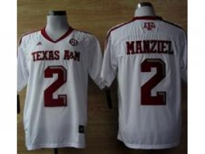 NCAA Addidas Texas A&M Aggies Johnny Manziel #2 Football Techfit Jerseys white