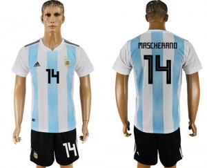 Argentina 14 MASCHERANO Home 2018 FIFA World Cup Soccer Jersey