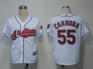 MLB Cleveland Indians #55 Carmona White[Cool Base]