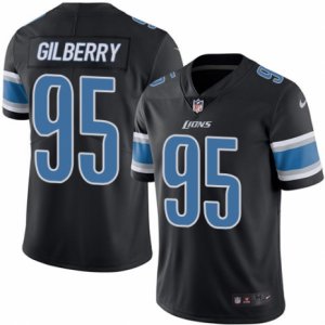 Mens Nike Detroit Lions #95 Wallace Gilberry Limited Black Rush NFL Jersey