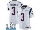Men Nike New England Patriots #3 Stephen Gostkowski White Vapor Untouchable Limited Player Super Bowl LII NFL Jersey