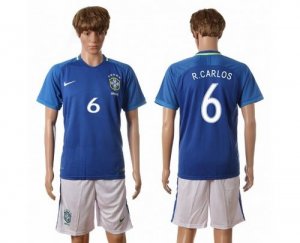 Brazil #6 R.Carlos Away Soccer Country Jersey