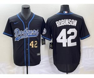 Men\'s Los Angeles Dodgers #42 Jackie Robinson Number Black Cool Base Stitched Baseball Jersey