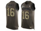 Mens Nike Seattle Seahawks #16 Tyler Lockett Limited Green Salute to Service Tank Top NFL Jersey