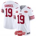 Men's San Francisco 49ers #19 Deebo Samuel White 2023 F.U.S.E. With 1-star C And NFC West Champions Football Stitched Jersey