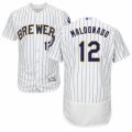 Men's Majestic Milwaukee Brewers #12 Martin Maldonado White Flexbase Authentic Collection MLB Jersey