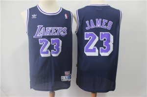 Lakers #23 Lebron James Navy Hardwood Classics Jersey