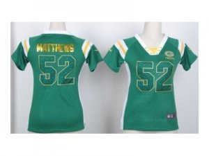 Nike women green bay packers #52 clay matthews green jerseys[Fashion Rhinestone sequins]