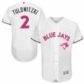 Mens Majestic Toronto Blue Jays #2 Troy Tulowitzki Authentic White 2016 Mothers Day Fashion Flex Base MLB Jersey