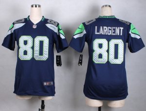Women Nike Seattle Seahawks #80 Steve Largent blue jerseys