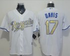 Kansas City Royals #17 Wade Davis White New Cool Base 2015 World Series Champions Gold Program Stitched Baseball Jersey