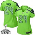 Nike Seattle Seahawks #24 Marshawn Lynch Green Super Bowl XLVIII Women NFL Elite Jersey