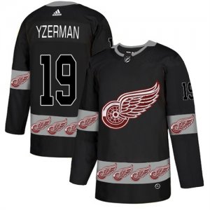 Red Wings #19 Steve Yzerman Black Team Logos Fashion Adidas Jersey