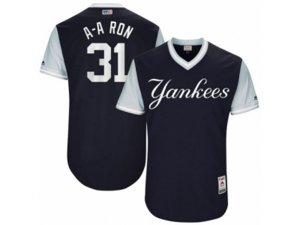 New York Yankees #31 Aaron Hicks â€™A-A Ronâ€˜ Majestic Navy 2017 Players Weekend Authentic Jersey