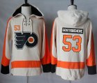 Mens Philadelphia Flyers #53 Shayne Gostisbehere Cream Sawyer Hooded Sweatshirt Stitched NHL Jersey