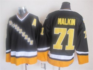 NHL Pittsburgh Penguins #71 Evgeni Malkin black-yellow jerseys