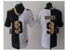 Nike Womens New Orleans Saints #9 Brees white-black jerseys[Elite split]