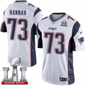 Youth Nike New England Patriots #73 John Hannah Elite White Super Bowl LI 51 NFL Jersey