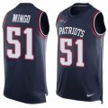 Mens Nike New England Patriots #51 Barkevious Mingo Limited Navy Blue Player Name & Number Tank Top NFL Jersey