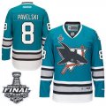 Mens Reebok San Jose Sharks #8 Joe Pavelski Premier Teal Green 25th Anniversary 2016 Stanley Cup Final Bound NHL Jersey