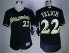 Men Milwaukee Brewers #22 Christian Yelich Jersey Navy Flexbase