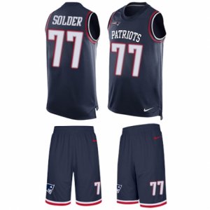 Mens Nike New England Patriots #77 Nate Solder Limited Navy Blue Tank Top Suit NFL Jersey