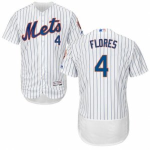 Mens Majestic New York Mets #4 Wilmer Flores White Flexbase Authentic Collection MLB Jersey