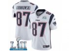 Men Nike New England Patriots #87 Rob Gronkowski White Vapor Untouchable Limited Player Super Bowl LII NFL Jersey