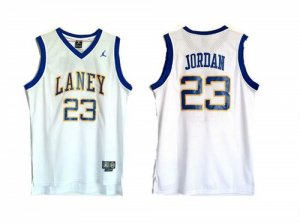 Laney #23 Michael Jordan White High School Mesh Basketball Jersey